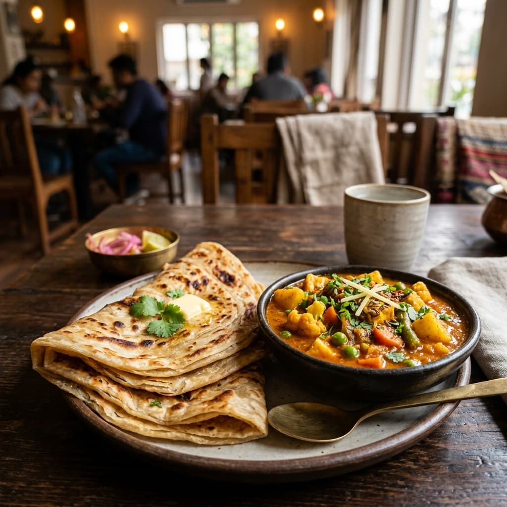 Plain Paratha(2) with Sabzi